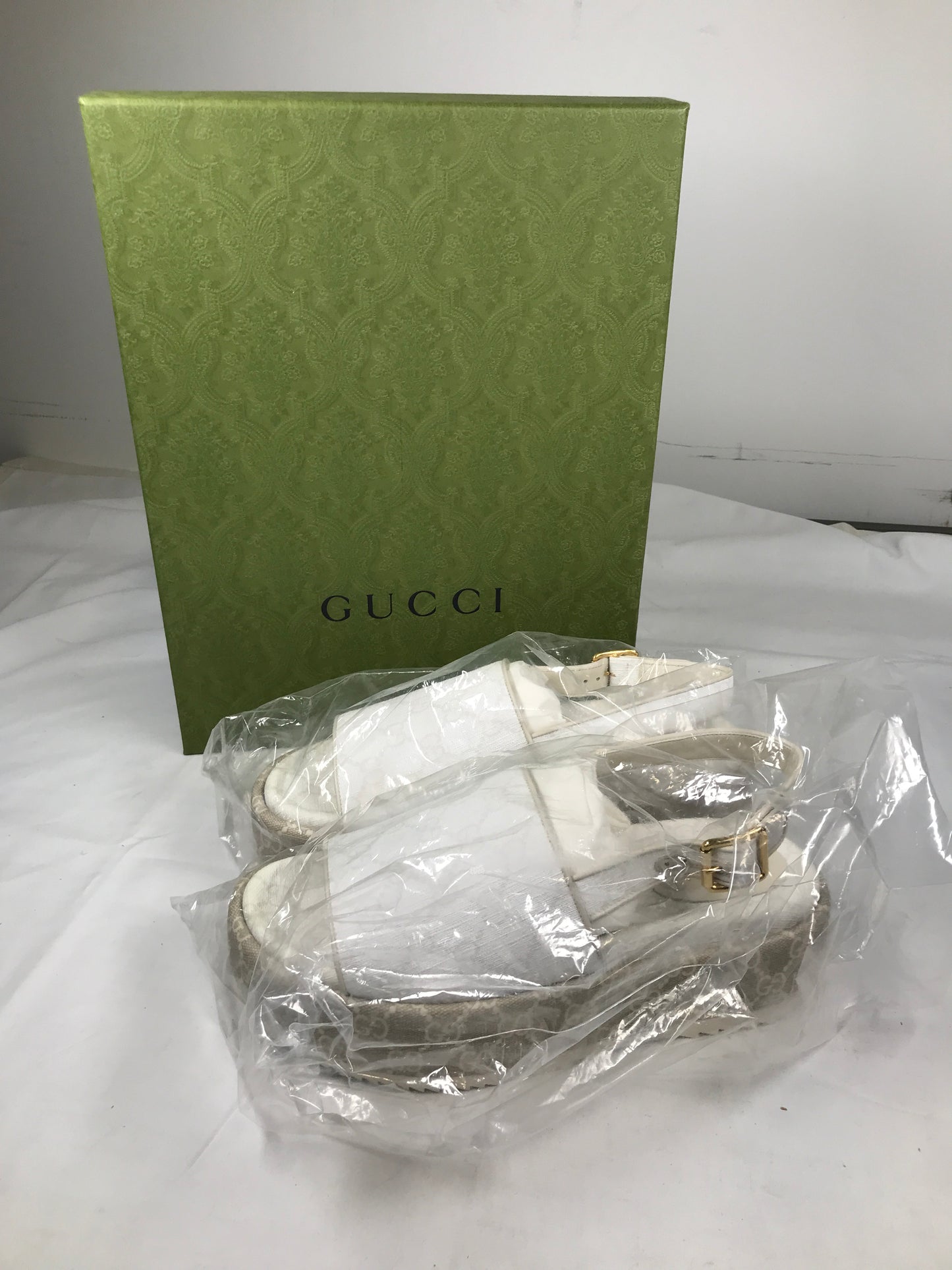 Gucci GG Supreme Monogram Granada Kid Platform Slingback Sandals