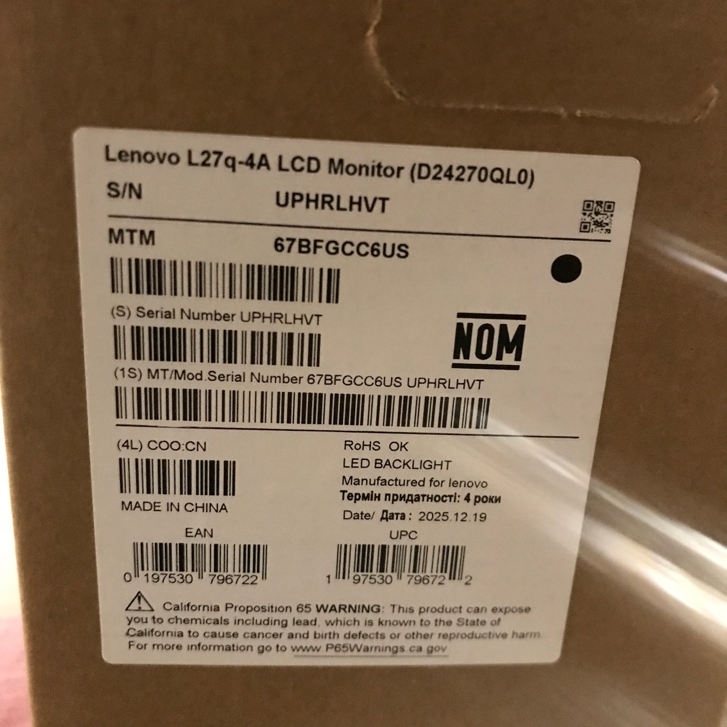 Lenovo L27q-4A 27-inch IPS QHD 100Hz Speakers Monitor