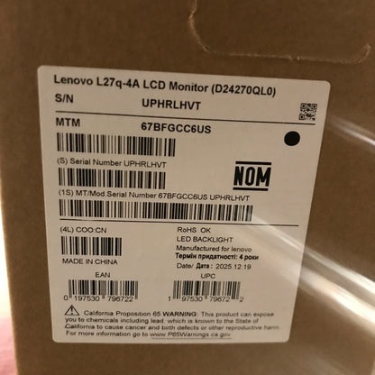 Lenovo L27q-4A 27-inch IPS QHD 100Hz Speakers Monitor