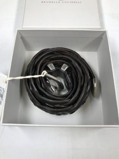 Brunello Cucinelli Braided Calfskin Belt With Detailed Buckle And Tip