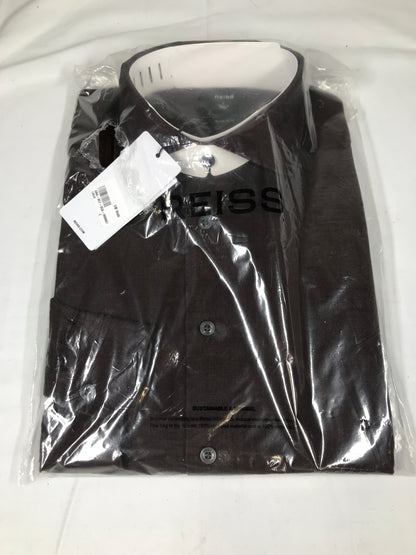 Reiss Ruban Linen Button-Through Shirt in Dark Brown