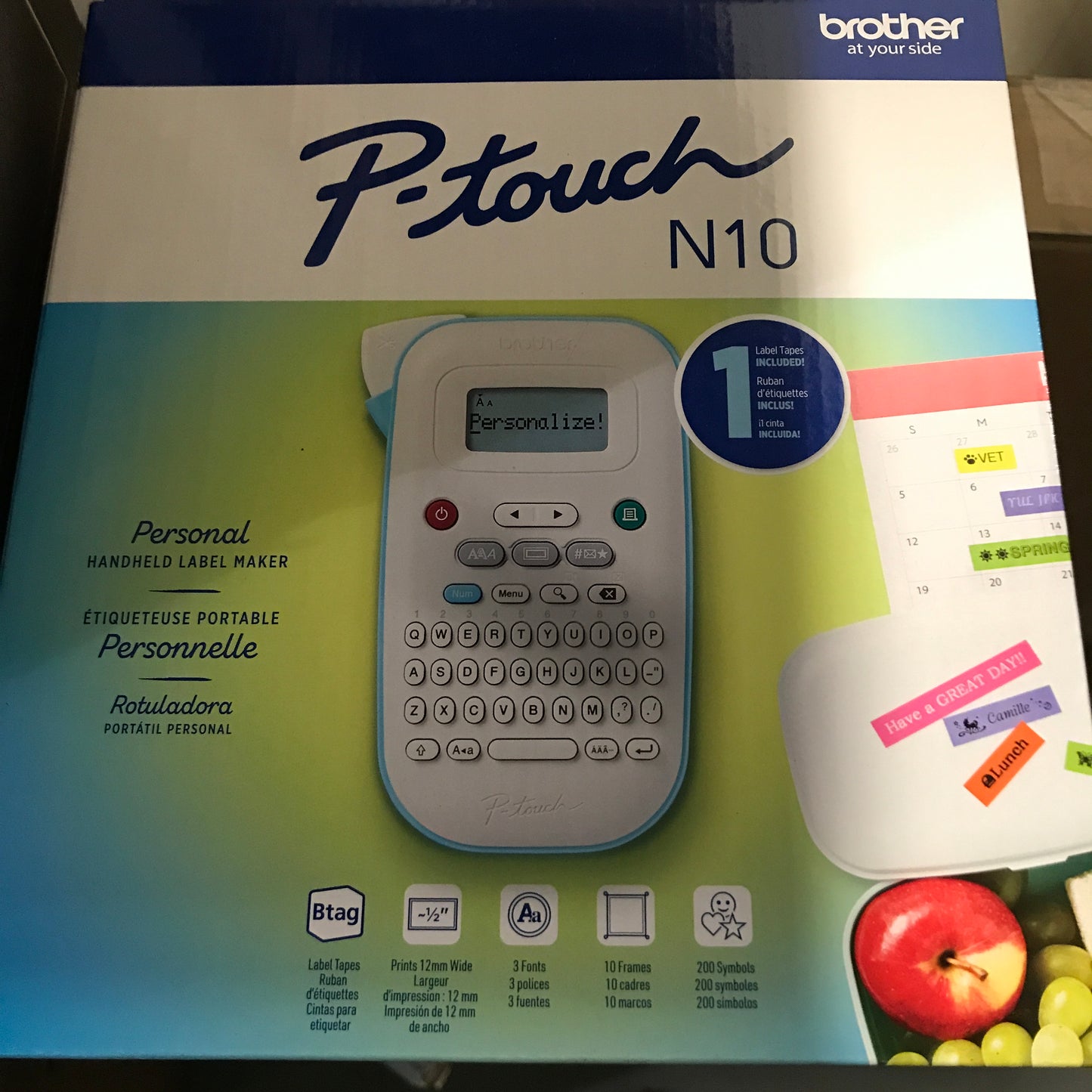 Brother P-touch PT-N10 Personal Handheld Label Maker & 6-Pack Non-Laminated Label Tapes