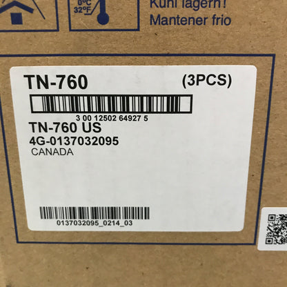 Brother TN760 High Yield Mono Laser Toner Cartridge - 3 Pack