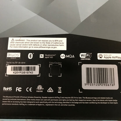 Bluesound PULSE 2i Wireless Multi-room Smart Speaker with Bluetooth - Black