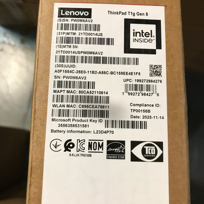 Lenovo ThinkPad T1g Gen 8 Intel (16")