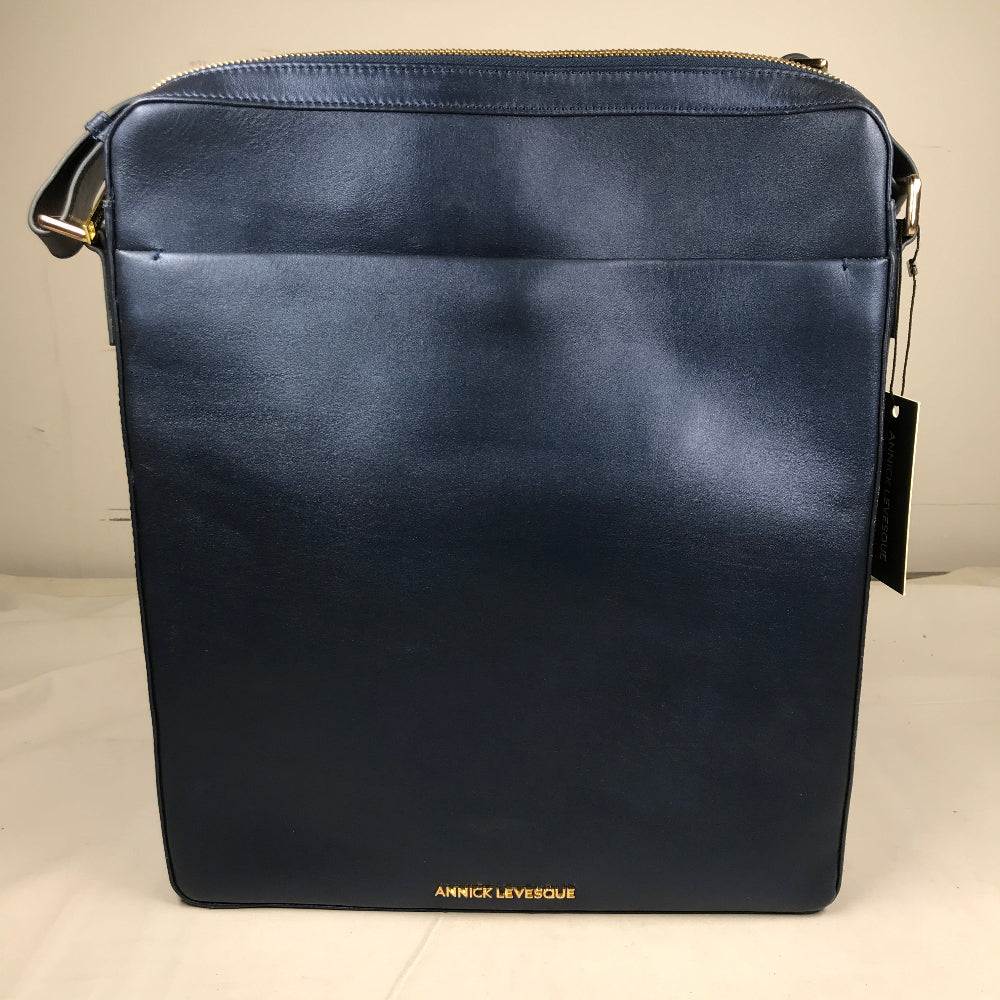Annick Levesque MalKa Leather Shoulder Laptop Bag - Navy Blue