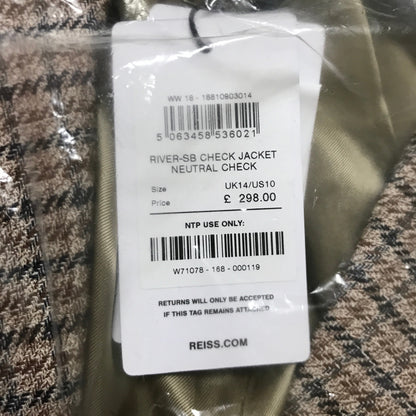 Reiss River Single-Breasted Check Suit Blazer With Linen in Neutral Check