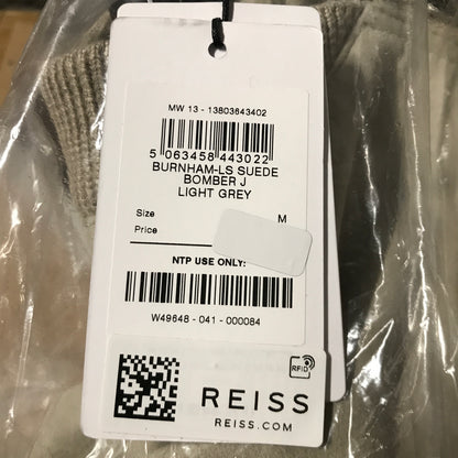 Reiss Burnham Suede Zip-Through Bomber Jacket in Grey