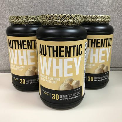 Jacked Factory Authentic Whey Muscle Building Protein Powder - Vanilla (Pack of 3)