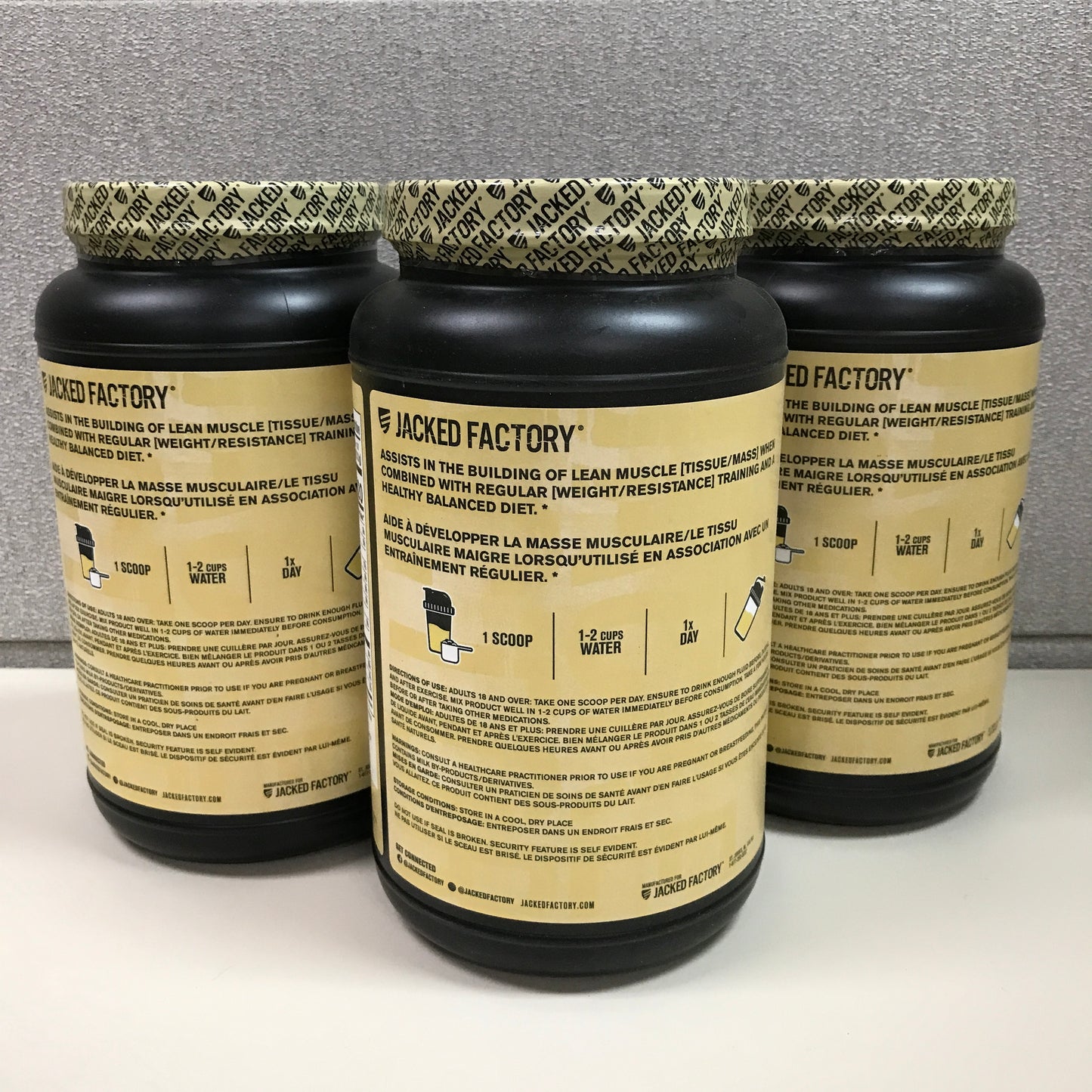 Jacked Factory Authentic Whey Muscle Building Protein Powder - Vanilla (Pack of 3)