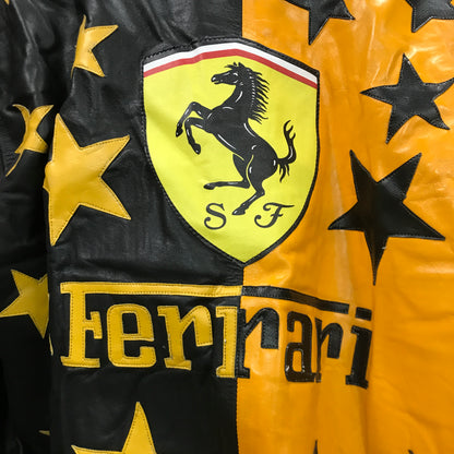 Vintage Ferrari Racing Leather Jacket - Black/Yellow