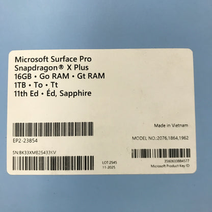 Microsoft Surface Pro 13-inch (11th Edition) Wi-Fi 16GB RAM / 1TB SSD - Sapphire
