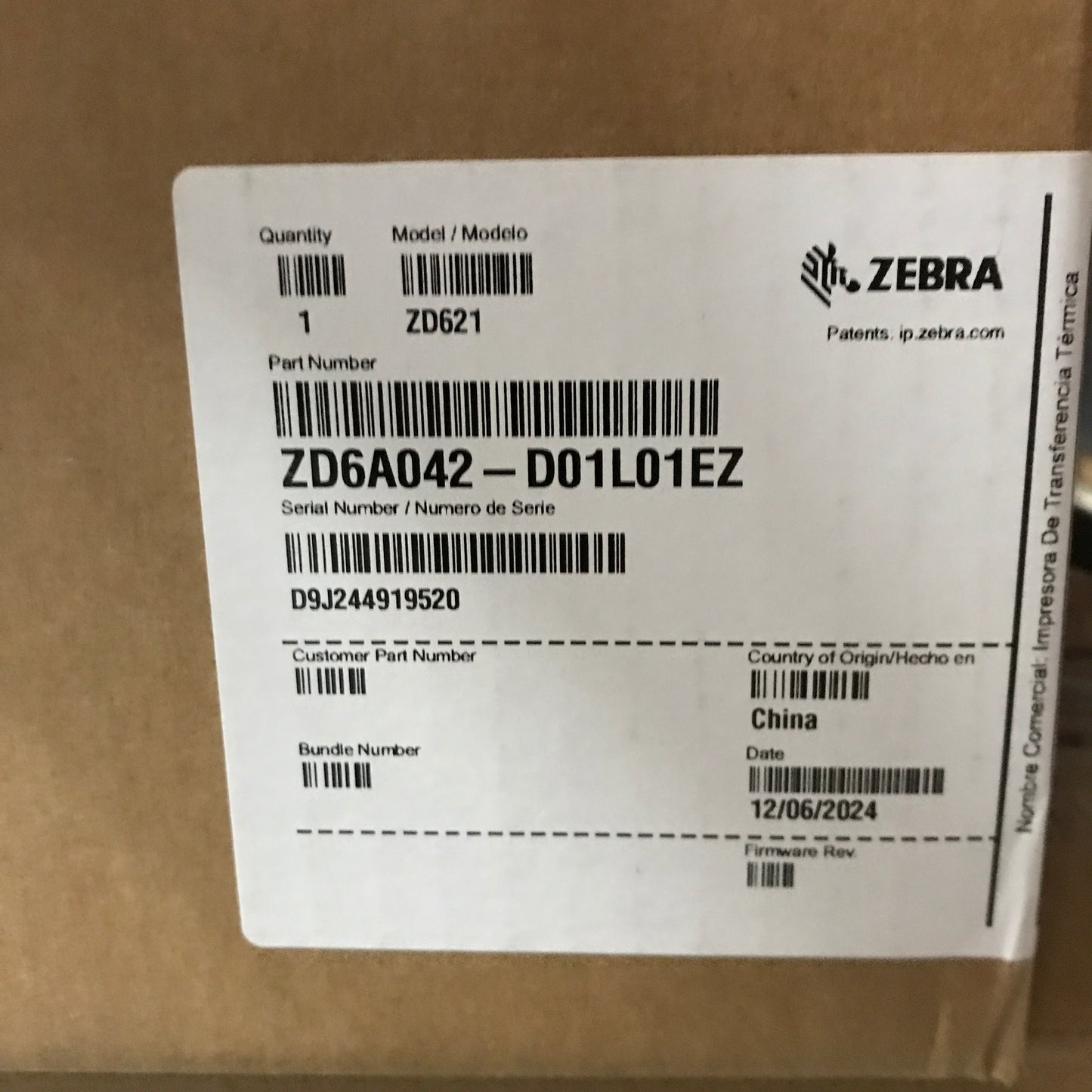 Zebra ZD621D Desktop Direct Thermal Barcode Printer