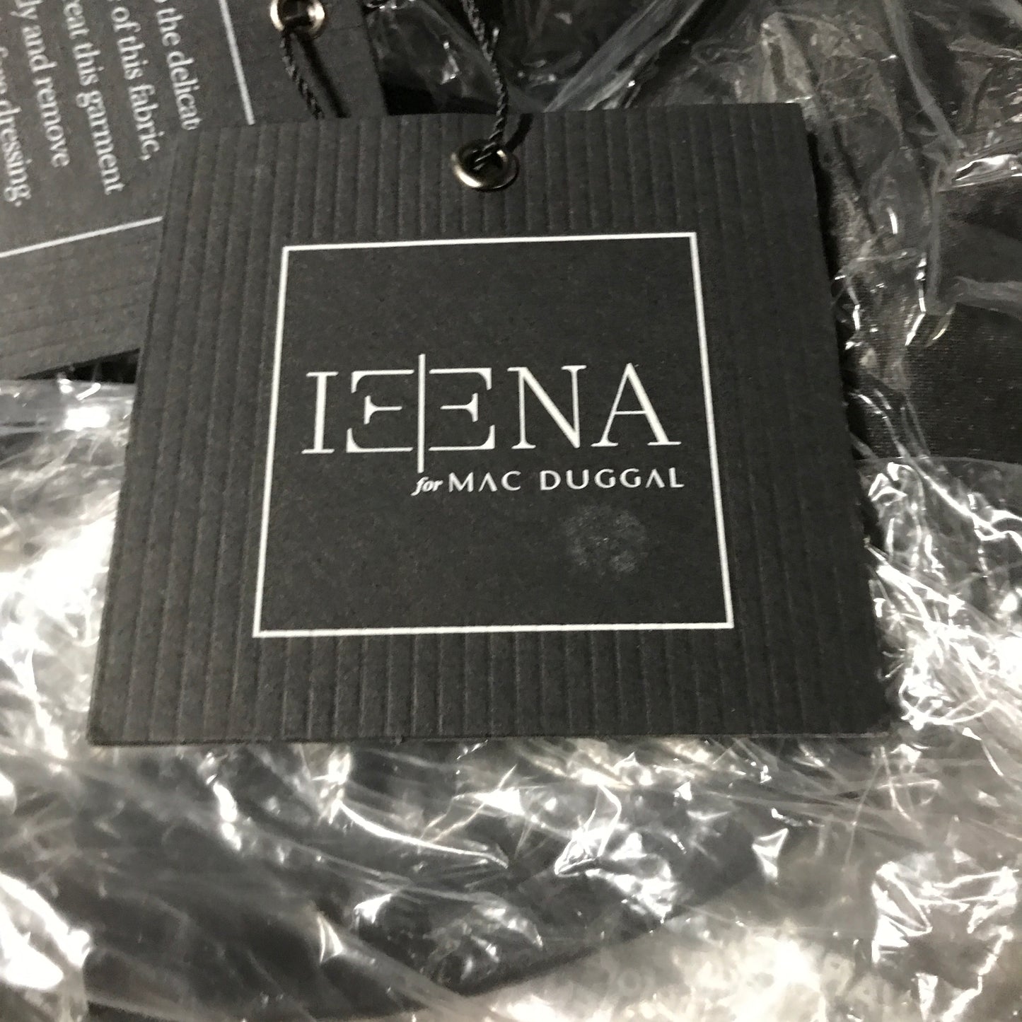 Ieena for Mac Duggal Black Long Sleeve Faux Tuxedo Gown