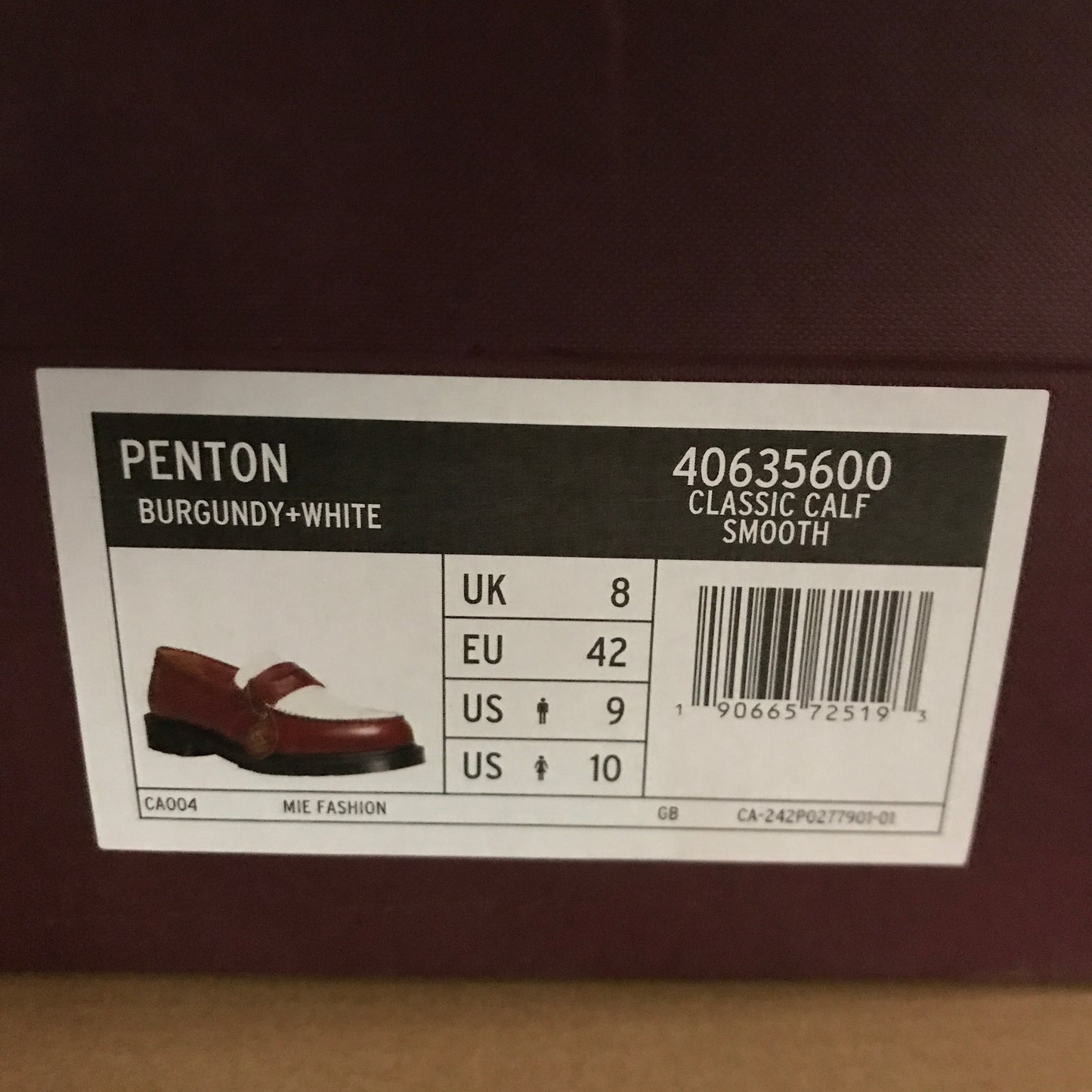 Dr. Martens Penton Two-Tone Leather Loafers - Burgundy / White