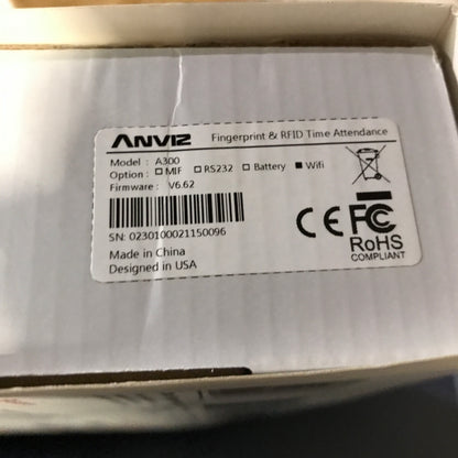 Anviz A300 WiFi Fingerprint & RFID Time Attendance Terminal