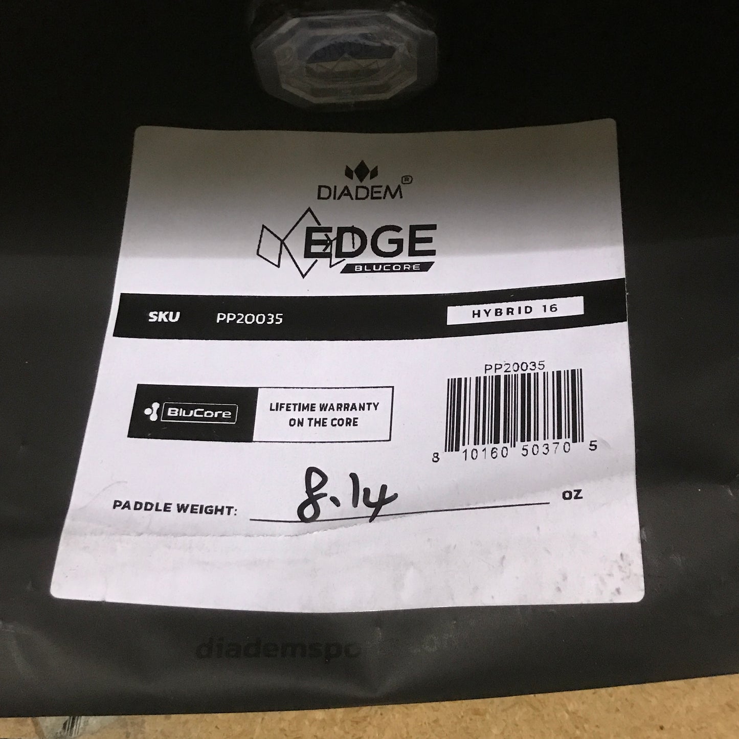 Diadem Edge BluCore Hybrid 16 Pickleball Paddle - Black 8.14oz