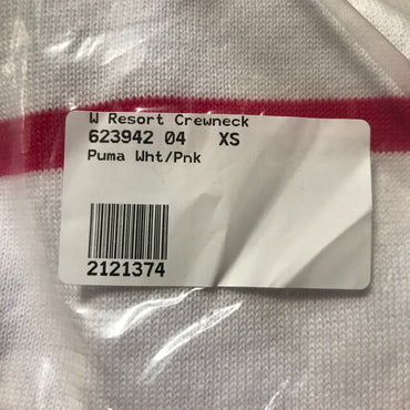 Puma Women's Resort Crewneck Golf Sweater - White Glow / Garnet Rose