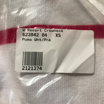 Puma Women's Resort Crewneck Golf Sweater - White Glow / Garnet Rose
