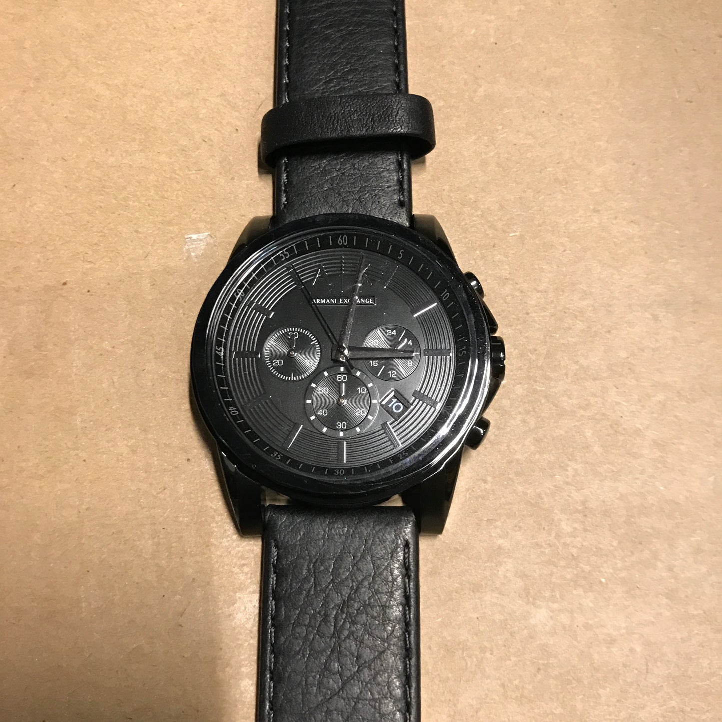 Armani Exchange Men's Chronograph Black Stainless Steel & Leather Watch - AX2098