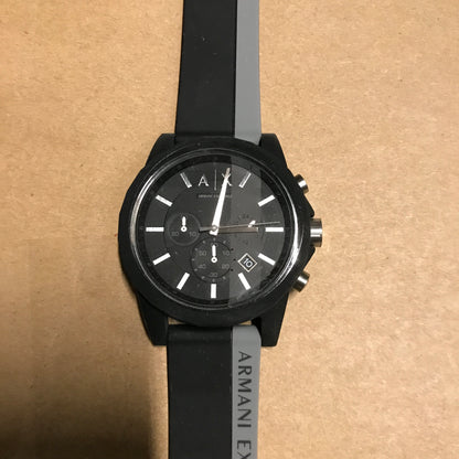 Armani Exchange Men's Chronograph Black & Gray Silicone Strap Watch - AX1331
