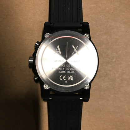 Armani Exchange Men's Chronograph Black & Gray Silicone Strap Watch - AX1331