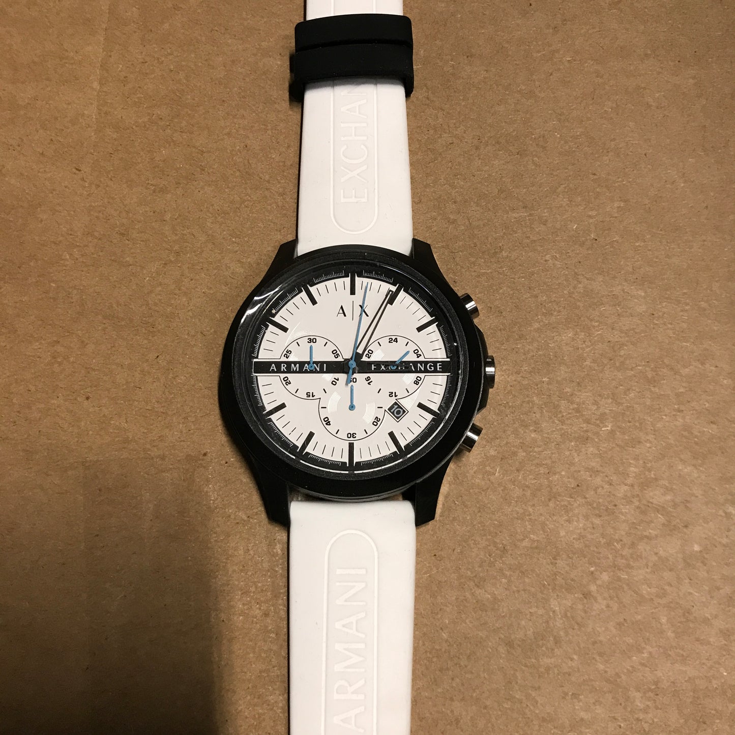 Armani Exchange Men's Chronograph White Silicone Band Watch - AX2435