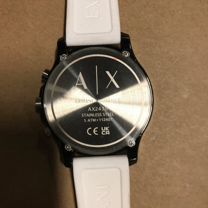 Armani Exchange Men's Chronograph White Silicone Band Watch - AX2435