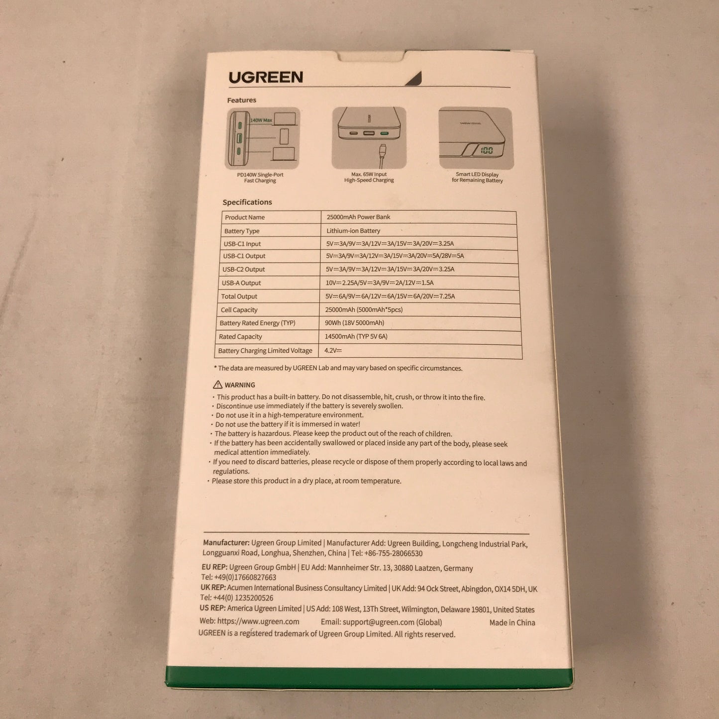 UGREEN 25000mAh Fast Charging Power Bank 145W