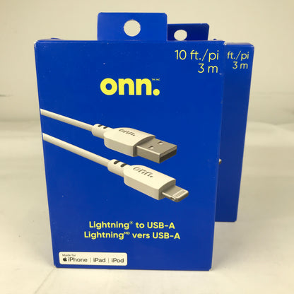 onn 10ft Lightning to USB-A Charging Cable - 2 Pack