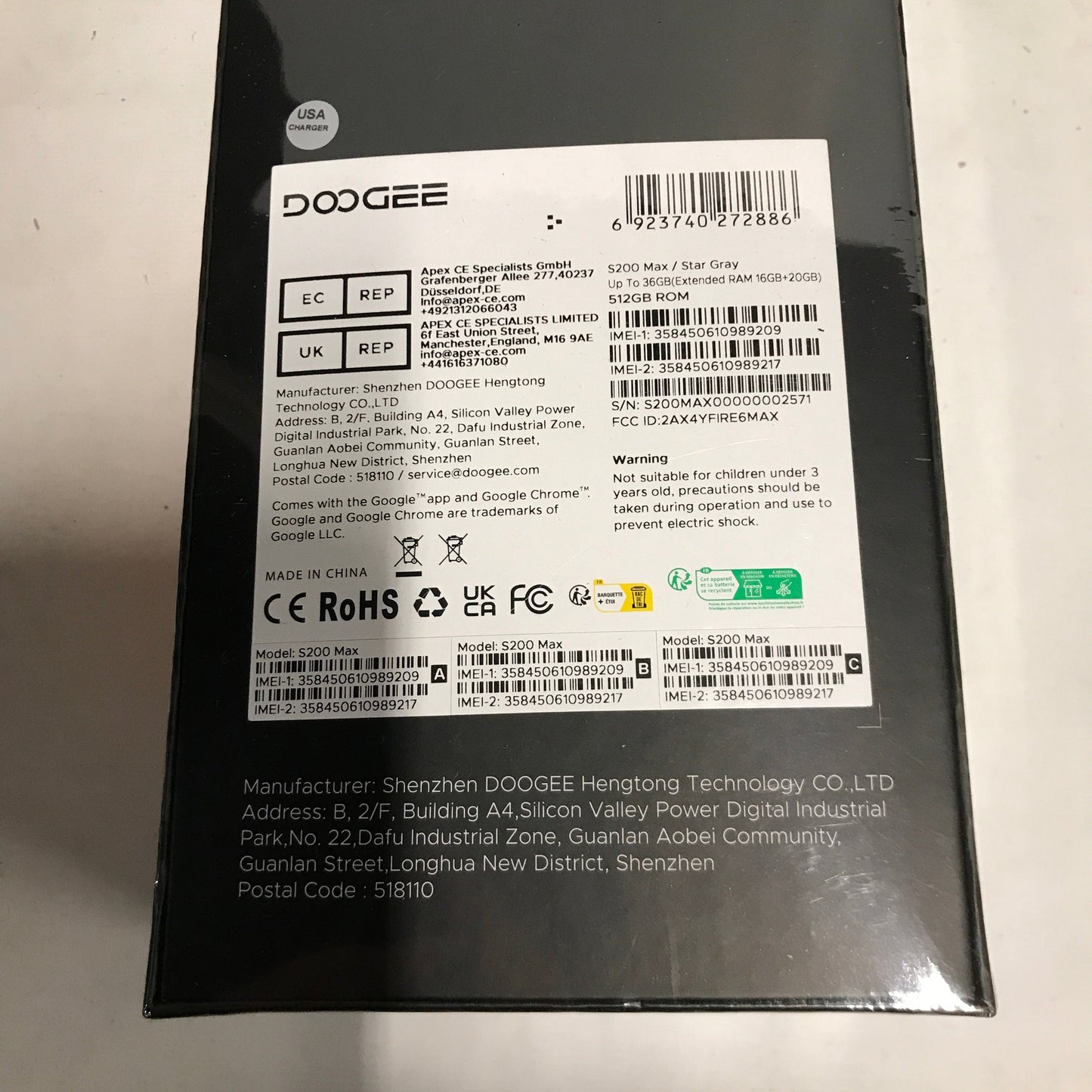 DOOGEE S200 Max Dimensity 7050 36GB+512GB 22000mAh Android 15 5G Rugged Phone