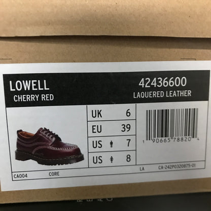 Dr. Martens Lowell Lacquered Leather Moc Toe Shoes - Cherry Red