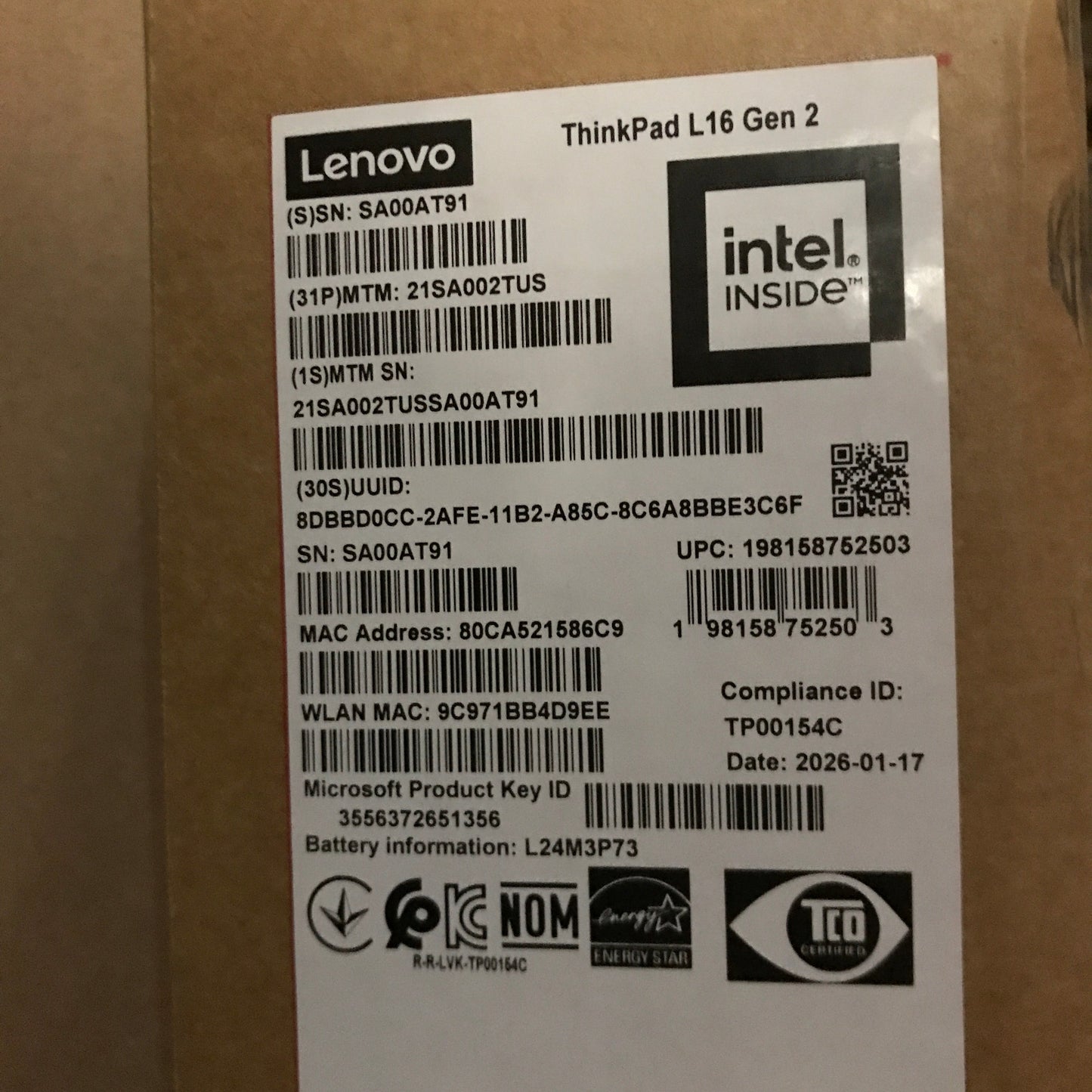 Lenovo ThinkPad L16 Gen 2 Intel (16″)
