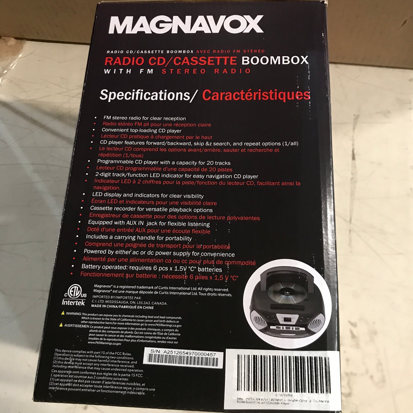 Magnavox CD/Cassette Boombox with AM/FM Radio - Black
