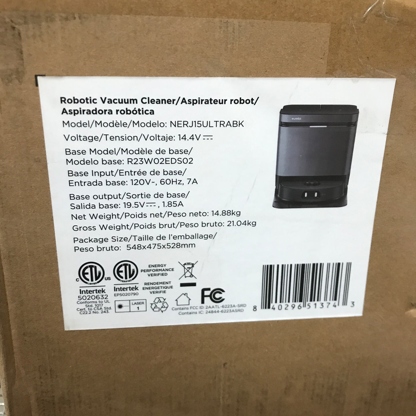 Eureka J15 Pro Ultra Robot Vacuum Cleaner - Black