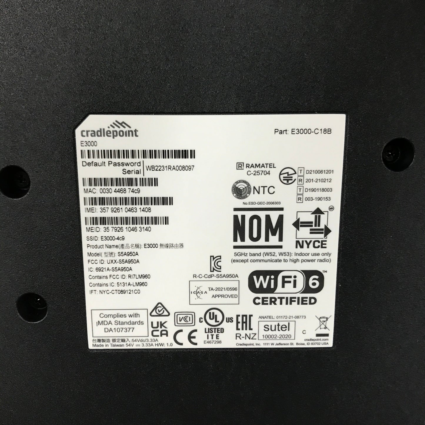 Ericsson Cradlepoint E3000 Cat 18 Router with WiFi