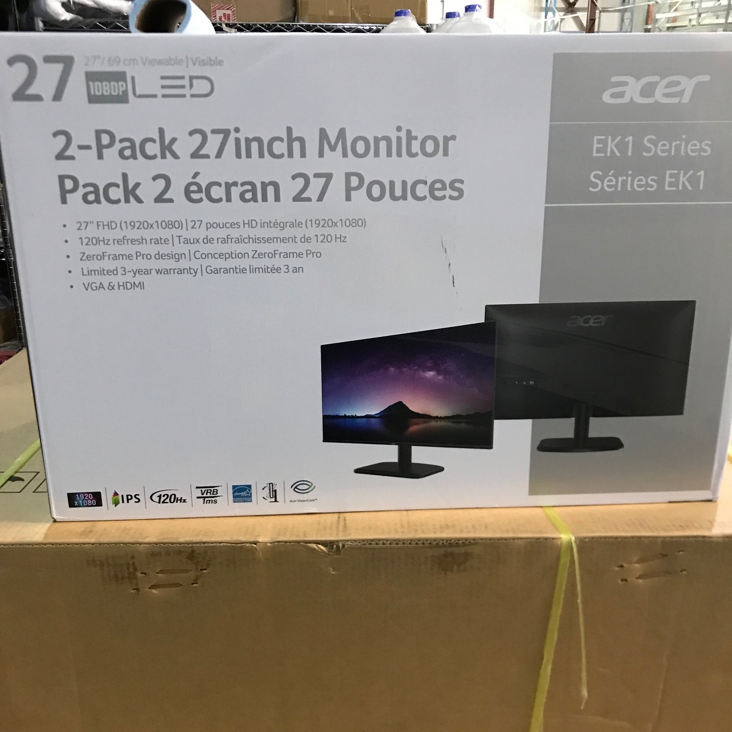 Acer EK271 Frameless Office Gaming Monitor - 2 Pack