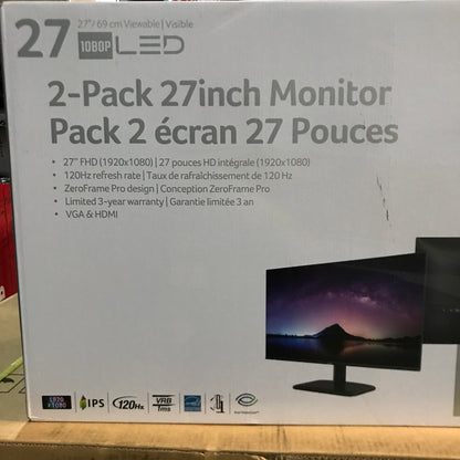 Acer EK271 Frameless Office Gaming Monitor - 2 Pack