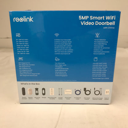 Reolink Video Doorbell WiFi - 5MP Smart Wifi Video Doorbell with Chime