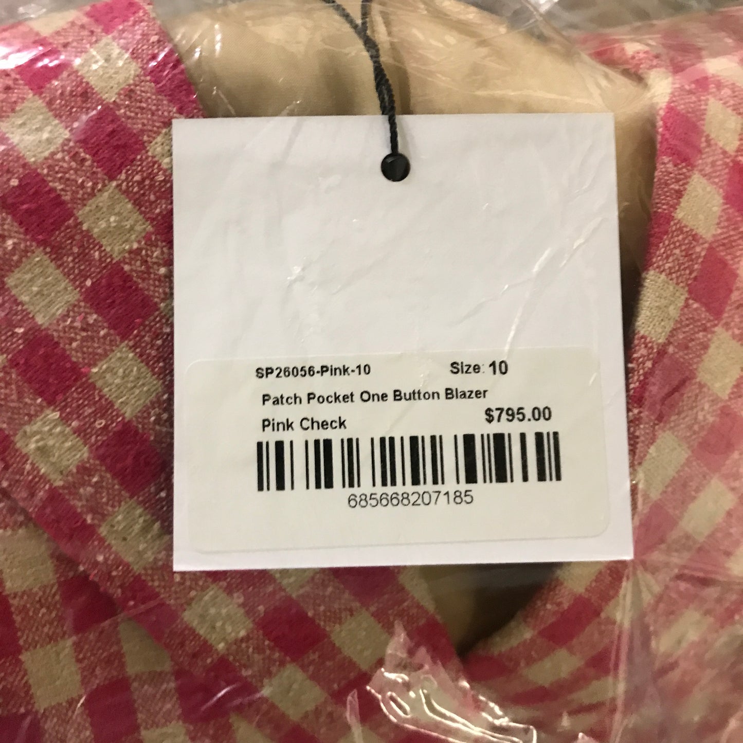 Smythe Patch Pocket One Button Blazer - Pink Check