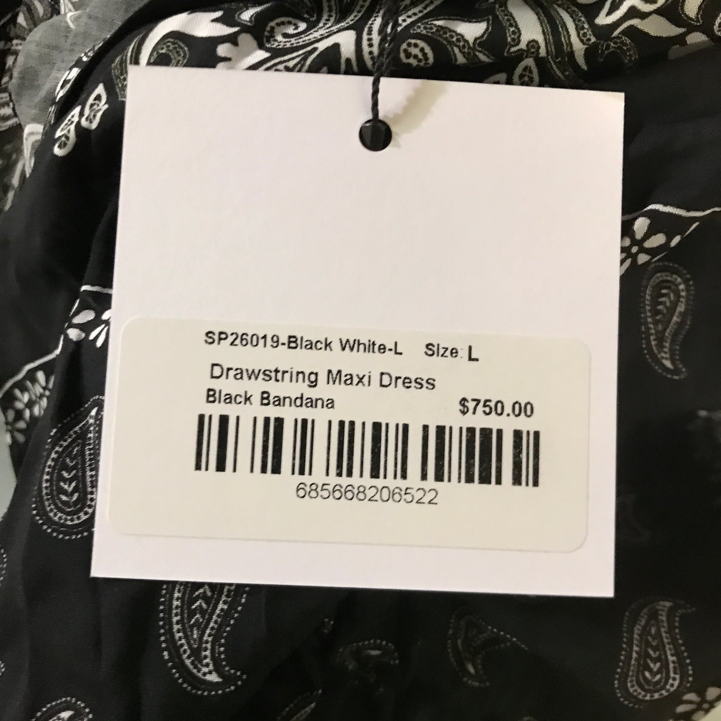 Smythe Drawstring Maxi Dress - Black Bandana