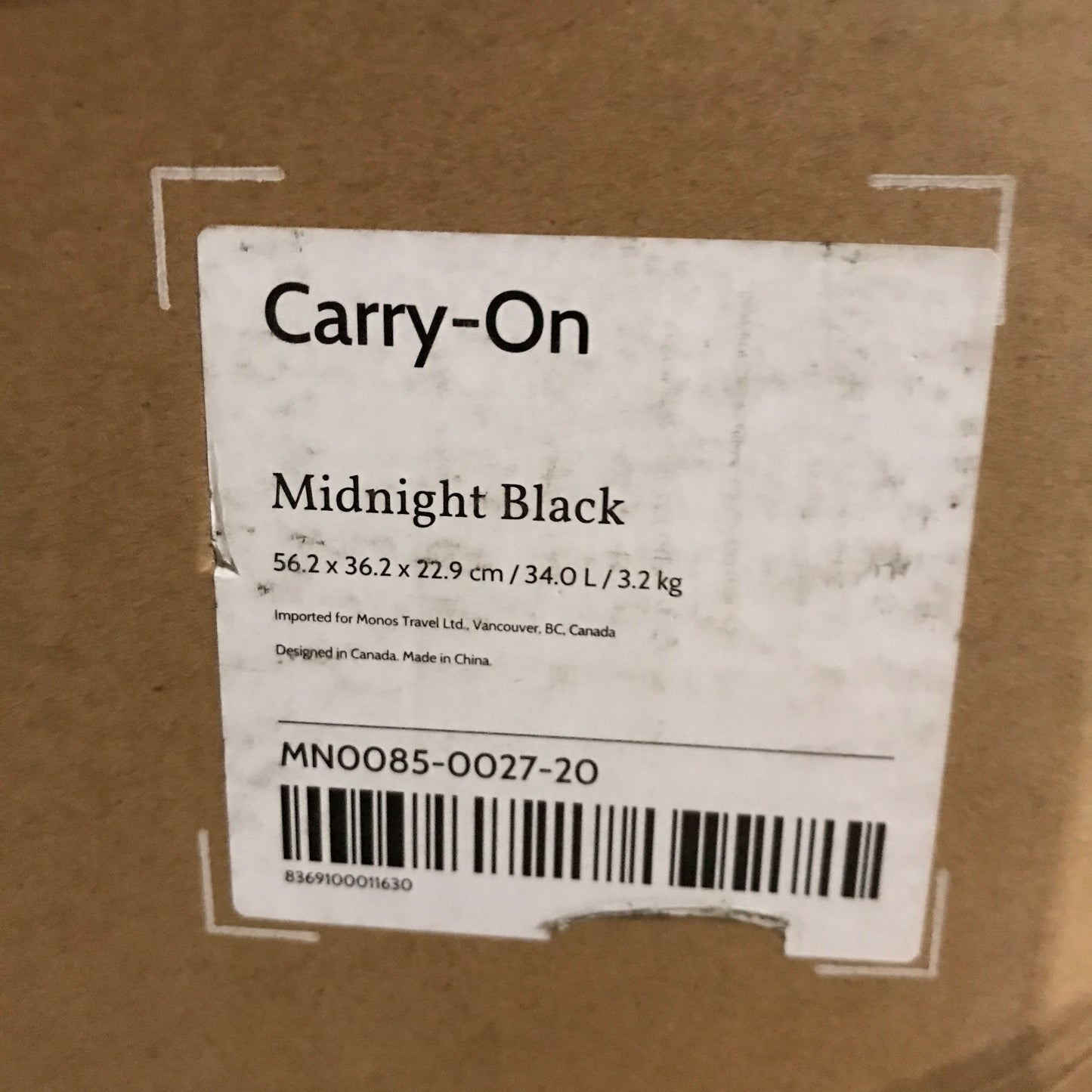 Monos Carry-On Suitcase in Midnight Black