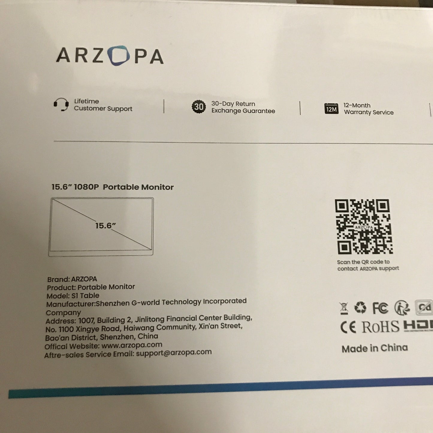 ARZOPA Portable Monitor 15.6'' FHD 1080P Kickstand