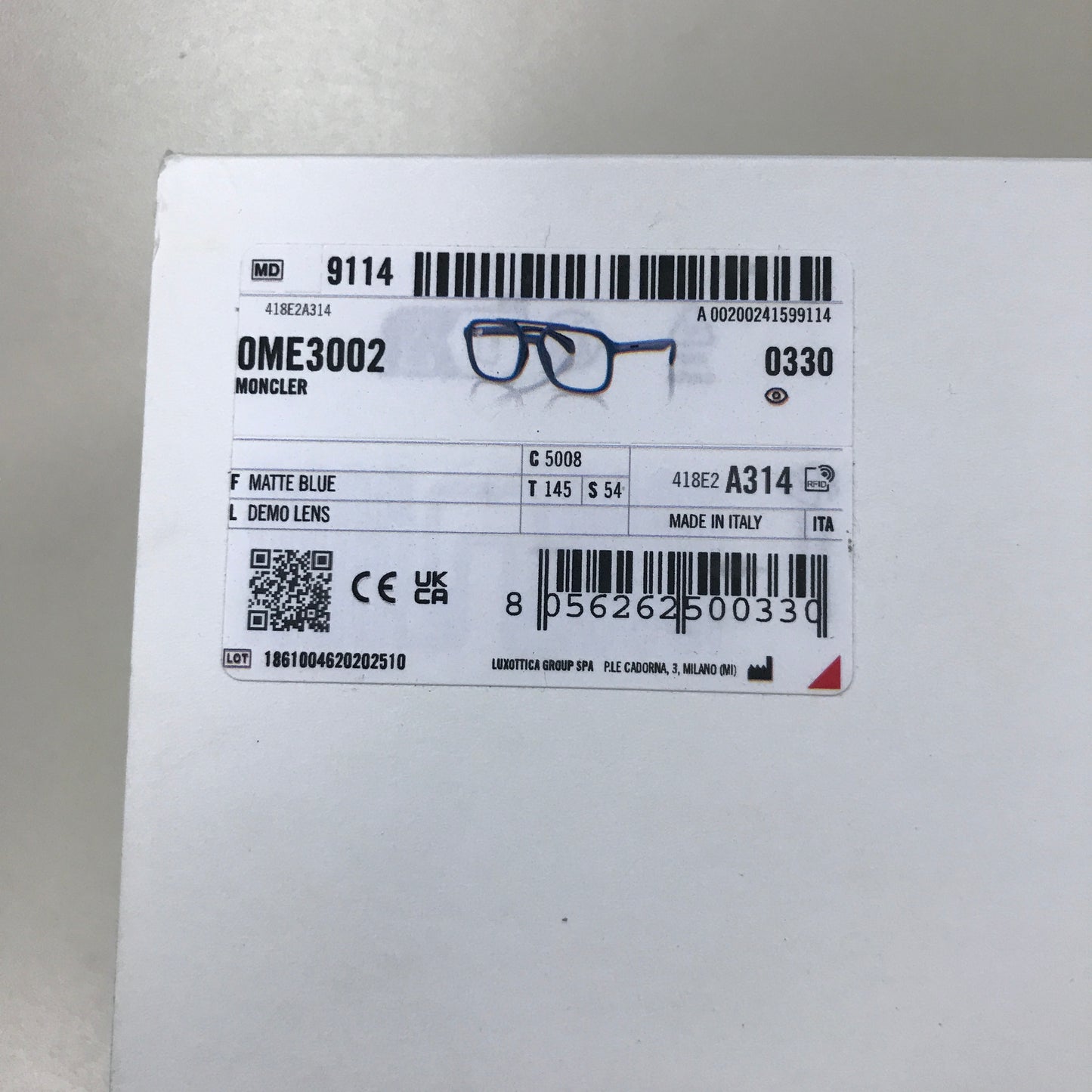 Moncler ME3002 Eyeglasses - Matte Blue