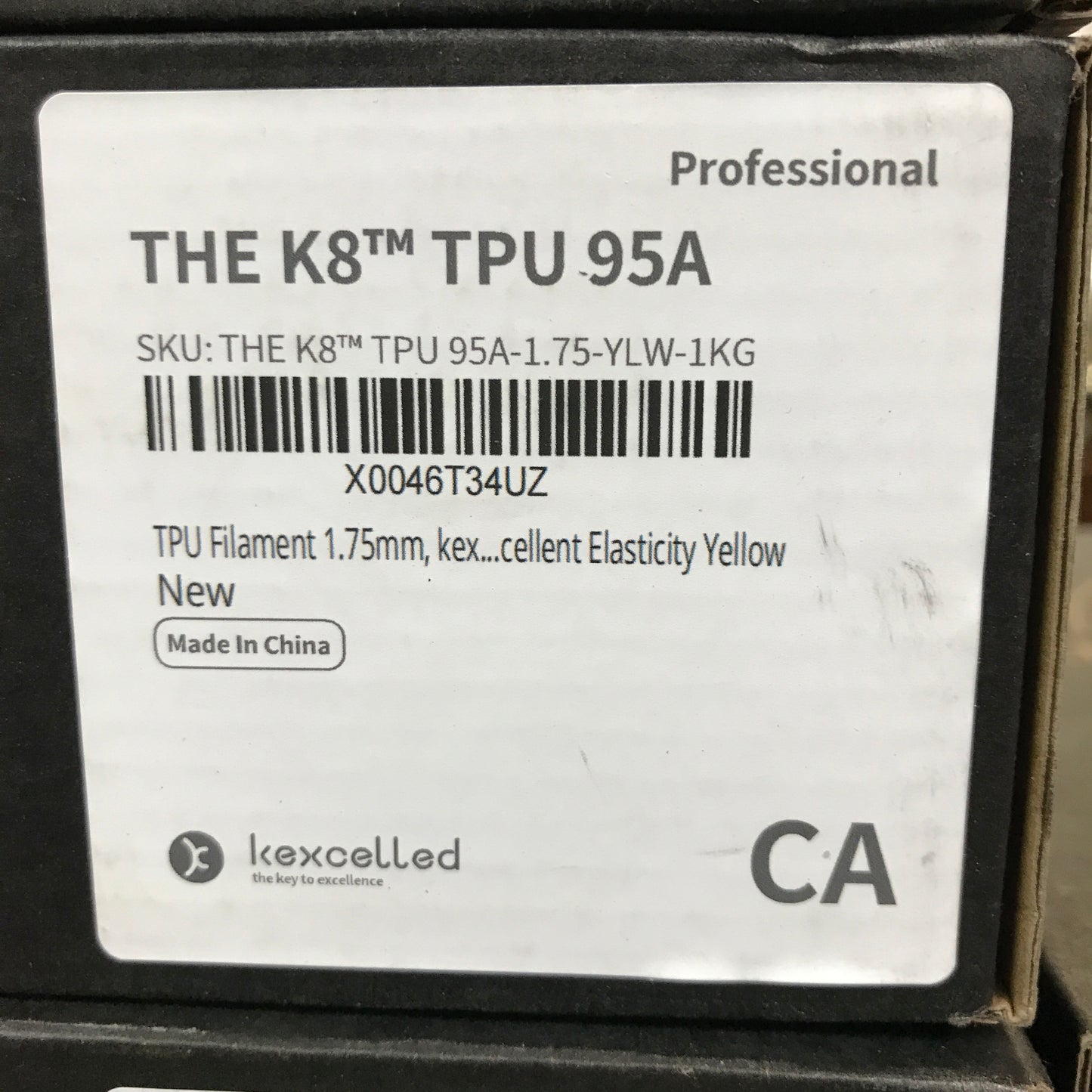 kexcelled 3D Printer Filament THE K8 TPU 95A-1.75-YLW-1KG - Yellow