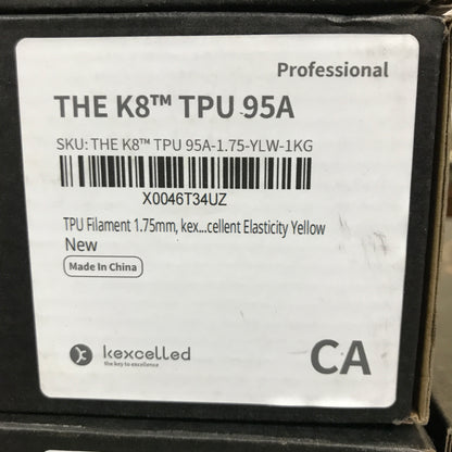 kexcelled 3D Printer Filament THE K8 TPU 95A-1.75-YLW-1KG - Yellow