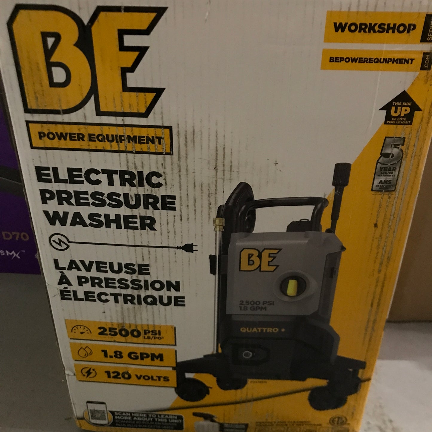 BE Power Equipment 2500 PSI 1.8 GPM Cold Water Corded Electric Pressure Washer with 4-wheel 360° steering