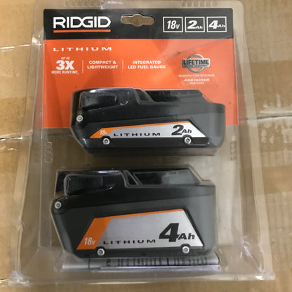 RIDGID 18V Lithium-Ion (1) 4.0 Ah Battery and (1) 2.0 Ah Battery