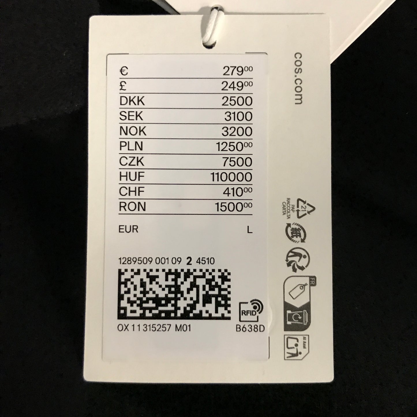 COS Double-Faced Wool Long Car Coat Men's - Black