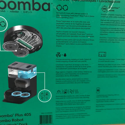 iRobot Roomba Plus 405 Combo Robot Vacuum & Mop for Multi-Surface with AutoWash Dock
